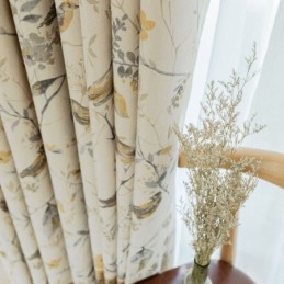 Κουρτίνα Συσκότισης Nordic Linen, Κατασκευασμένη Κατά Παραγγελία, Με Σχέδιο Φυτού Για Σαλόνι, Υπνοδωμάτιο