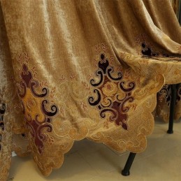 Κουρτίνα Συσκότισης Σενίλ Κατά Παραγγελία Με Κέντημα Ευρωπαϊκού Λουλουδιού Για Σαλόνι/Υπνοδωμάτιο
