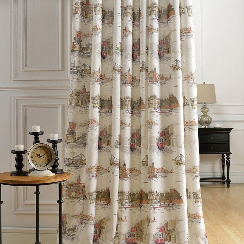 Κουρτίνες Συσκότισης Nordic Linen Urban Printed Για Σαλόνι/Υπνοδωμάτιο