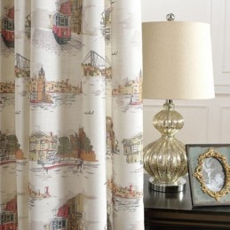 Κουρτίνες Συσκότισης Nordic Linen Urban Printed Για Σαλόνι/Υπνοδωμάτιο