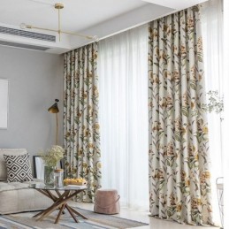 Nordic Κουρτίνες Συσκότισης Με Φυτική Εκτύπωση Για Σαλόνι/Υπνοδωμάτιο