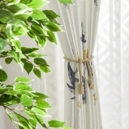 Κουρτίνα Συσκότισης Nordic Κατά Παραγγελία Με Τυπωμένα Φύλλα Για Σαλόνι/Υπνοδωμάτιο