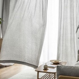 Κουρτίνα Από Τούλι Nordic Plaid, Κατασκευασμένη Κατά Παραγγελία, Με Πλέξιμο Στημονιού, Διαφανής Για Σαλόνι
