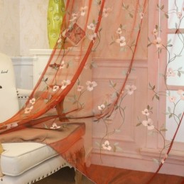 Ποιμενικό Στυλ Διαφανής Κουρτίνα Κατά Παραγγελία Κουρτίνα Fresh Ventilate Κέντημα Σαλόνι