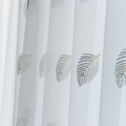 Σκανδιναβική Απλή Διαφανής Κουρτίνα, Κατασκευασμένη Κατά Παραγγελία, Λευκό Κέντημα, Ύφασμα Για Υπνοδωμάτιο Και Σαλόνι, Σε Λευκό Χρώμα, Με Κέντημα, Σε Σχέδιο Αγροτικών Φύλλων