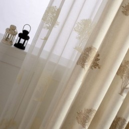 Αναπνέουσα Διαφανής Κουρτίνα Κατά Παραγγελία, Κουρτίνα Με Υφή Δέντρου, Κέντημα Σαλονιού