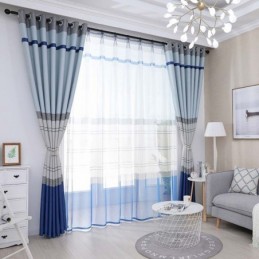 Nordic Κουρτίνα Συσκότισης Κατά Παραγγελία Με Ρίγες Και Τύπωμα Για Υπνοδωμάτιο