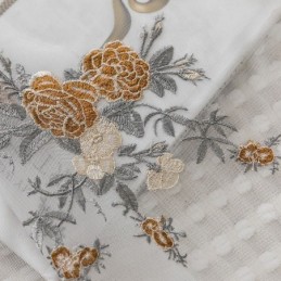 Κουρτίνες Από Τούλι Με Λουλούδια Σε Λευκό Βουάλ Για Σαλόνι