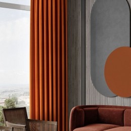 Πορτοκαλί Φανέλα Κουρτίνα Συσκότισης Κουρτίνα Κατά Παραγγελία Μινιμαλιστική Από Συμπαγές Ύφασμα Σαλόνι Υπνοδωμάτιο