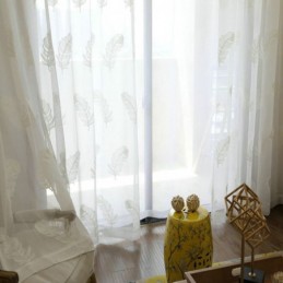 Διαφανής Κουρτίνα Με Κέντημα Φτερών Κουρτίνα Κατά Παραγγελία Μινιμαλιστική Βουάλ Σαλόνι Υπνοδωμάτιο
