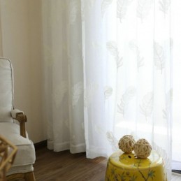Διαφανής Κουρτίνα Με Κέντημα Φτερών Κουρτίνα Κατά Παραγγελία Μινιμαλιστική Βουάλ Σαλόνι Υπνοδωμάτιο