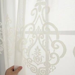 Ευρωπαϊκές Κεντημένες Διαφανείς Κουρτίνες Με Διαφανές Βουάλ Παράθυρο Για Σαλόνι